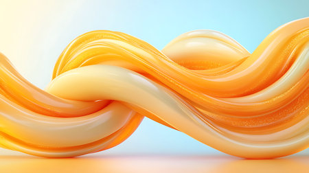 This captivating image showcases vibrant orange and creamy twisted shapes flowing together, creating...
