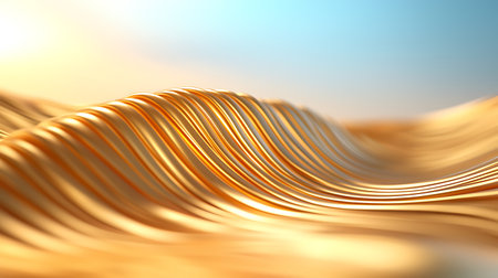 A visually captivating landscape of golden waves resembling soft fabric under warm sunlight, creating a serene and tranquil atmosphere for artistic expression.の写真素材