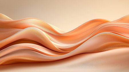 Abstract image of soft peach textiles flowing elegantly in gentle curves, showcasing a serene and...