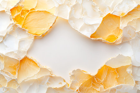 An elegant layout featuring layered orange and white mineral elements, creating a soft and modern...