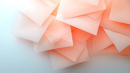 A visually pleasing arrangement of pastel-colored envelopes stacked creatively against a light...