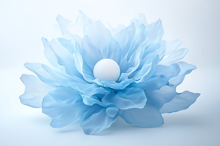 Stunning blue flower with delicate petals enveloping a white sphere in its center. Perfect for...