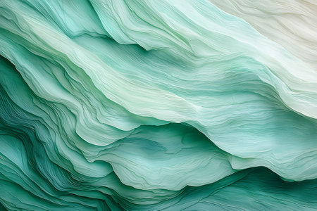 This beautiful abstract image showcases soft flowing waves in shades of aqua and mint green. It...
