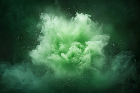 Captivating green smoke explosion art featuring ethereal mist and atmospheric elements, creating a...