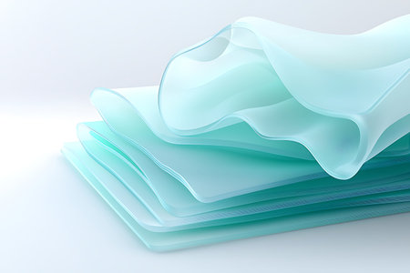 This image showcases soft, flowing transparent layers, creating an abstract background with gentle...
