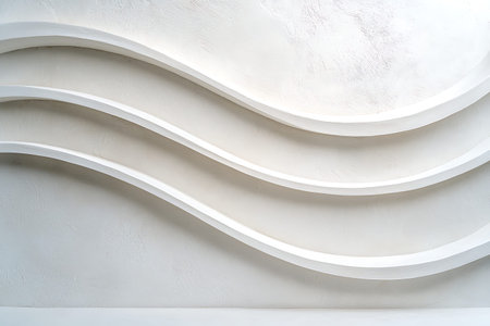 This image showcases an elegant curved white wall design with smooth waves, ideal for modern...