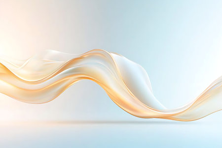 This image showcases an abstract design featuring a flowing wave of soft fabric in a serene color...