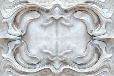 This intricate abstract background features fluid organic shapes and swirling patterns in soft white tones. Ideal for various design projects, it conveys elegance.の写真素材