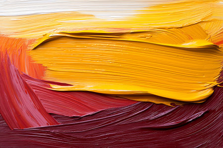 Colorful abstract oil paint texture showcasing vibrant yellow, red, and white shades. Perfect for...