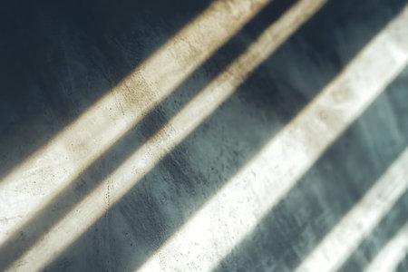 This image features an abstract play of soft light and shadow on a textured concrete wall, creating...