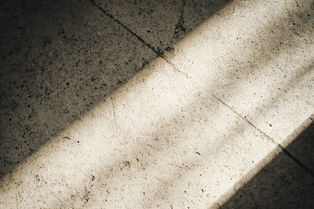 A captivating image showcasing delicate sunlight casting soft shadows on a textured floor surface,...