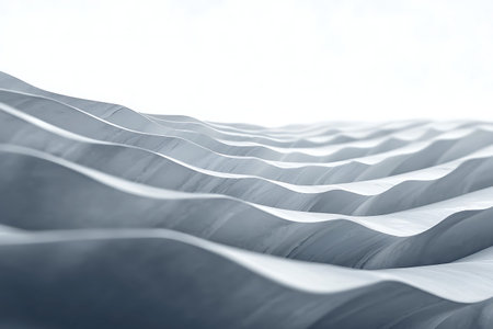 This abstract image captures gentle waves and smooth textures in a serene light setting, evoking...