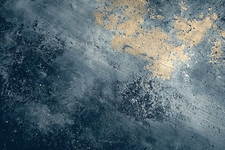 This abstract image features a blue and gold textured background, showcasing unique grunge patterns...