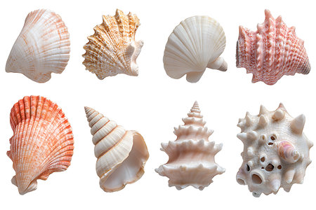 A stunning collection of seashells featuring diverse shapes, colors, and textures, ideal for...