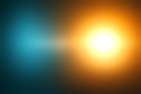 An abstract background showcasing a vibrant blend of blue and orange lights, perfect for creative design projects. This image offers a striking contrast and harmonious beauty.の写真素材