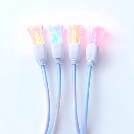 This image showcases a series of colorful light bulbs emanating a soft and bright glow, perfect for...