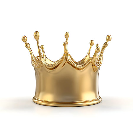 This stunning golden crown features elegant splashes, perfect for themes of royalty, celebration,...