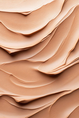 A stunning abstract representation showcasing layered beige paint on a canvas surface, revealing...