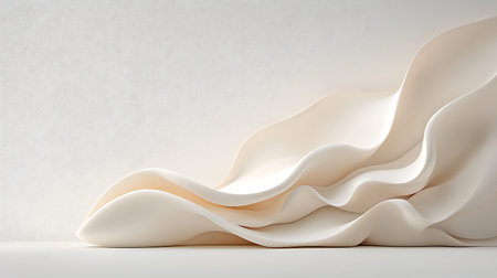 This image features soft flowing fabric in creamy tones, creating gentle curves and subtle shadows....