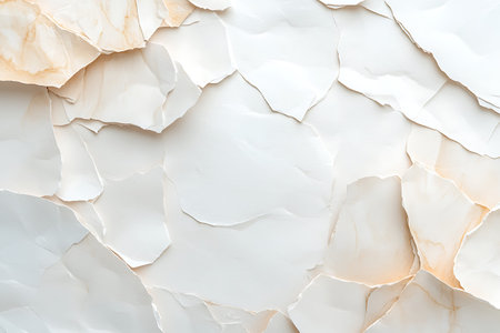 This abstract image features a harmonious blend of textured paper layers in soft neutral tones,...