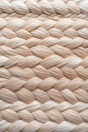 This image showcases a beautifully woven texture in soft beige and cream shades, perfect for backgrounds or decorative purposes in various design projects.の写真素材