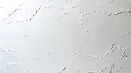 Abstract white textured wall surface featuring subtle cracks and layers, ideal for backgrounds, design projects, or artistic endeavors in modern aesthetics.の写真素材