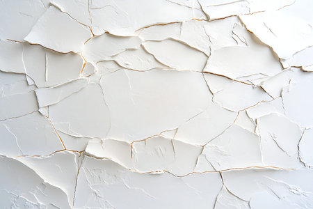 A close-up view of a cracked textured surface featuring white and light beige shades. This versatile...