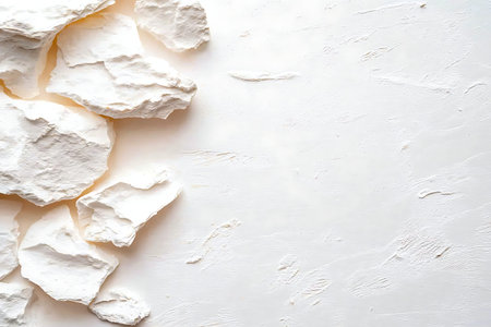 This image features a white cracked texture background with natural stone elements, ideal for...