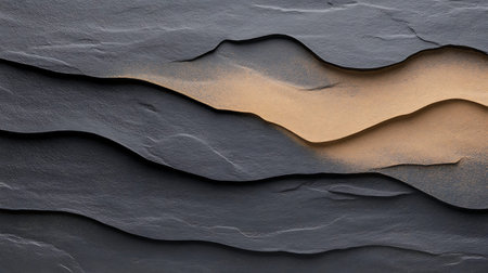 An abstract image showcasing a textured stone surface with dark layers and light accents. Ideal for...