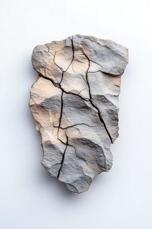 Close-up of a rugged rock surface featuring intricate cracks and natural patterns, ideal for...