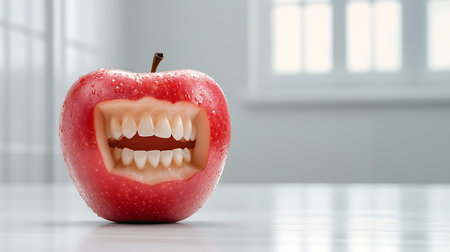A vibrant red apple features a surprising inside