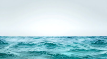Experience the serene beauty of calm ocean waters gently lapping against the horizon under a soft...