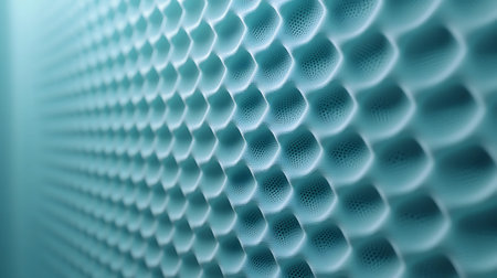 This close-up image showcases intricate hexagonal patterns in soft blue tones, perfect for design...