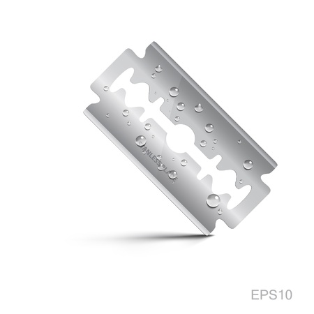 Illustration of drop water on stainless blade with isolate backgroundのイラスト素材