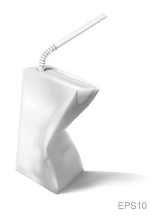 Illustration of milk carton with straw on isolate backgroundのイラスト素材