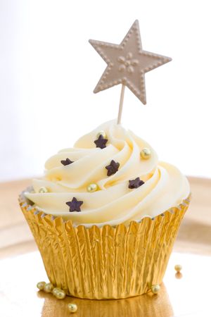 Golden cupcakeの写真素材