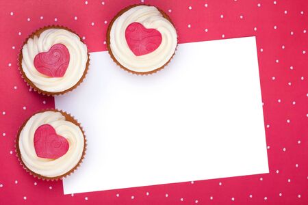 Valentine background with cupcakesの写真素材