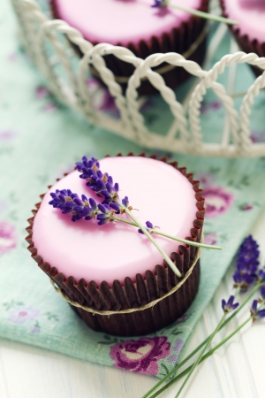Lavender cupcakesの写真素材