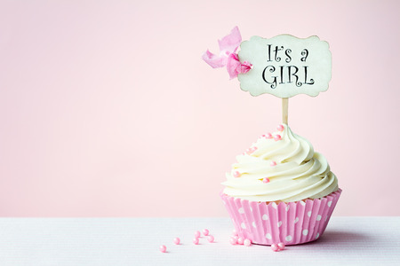 Baby shower cupcake with copy space to sideの写真素材