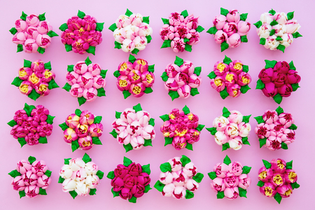 Cupcakes frosted using Russian piping tipsの写真素材