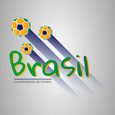 Brazil Soccer Championship logo with soccer balls in spanish. Ready to use in presentations, social media, banners, posters and flyers. Copa America 2019.のイラスト素材
