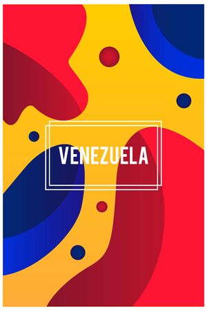 Liquid shape background with the colors of the Venezuela flag. Soccer championship. Ready to use in web banners, social media, presentation, flyers, posters and wallpapers.のイラスト素材