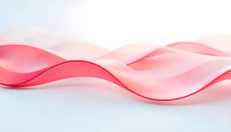 Gentle waves red white lines undulating clean white background, capturing a serene calming effectの素材