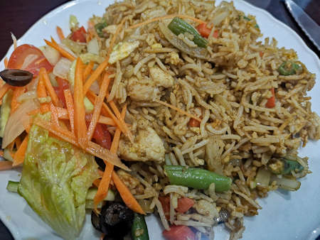 Fried rice with chickenの写真素材