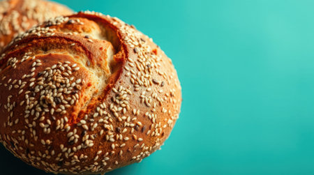 Artisan bread rolls, freshly baked with sesame seeds, perfectly golden brown crust. Delicious and perfect for any meal.の素材