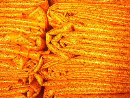 Golden fabric background.の写真素材