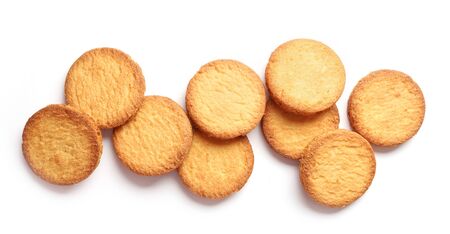 butter cookies isolated on white backgroundの写真素材
