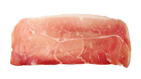 slice of prosciutto isolated on white background, top viewの写真素材