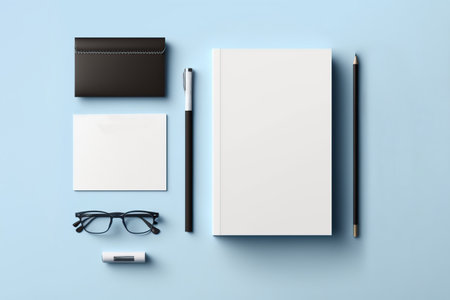 Generative AI illustrations.Empty clean branding stationery mockup template. Generative AI illustrations.の素材