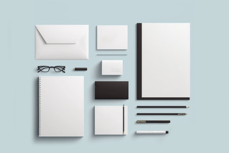 Empty clean branding stationery mockup template. Generative AI illustrations.の素材